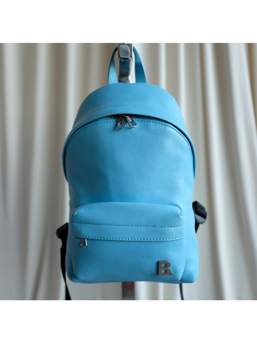 Balenciaga Bag B Logo XXS Soft Backpack Nappa Calf Baby Blue Leather